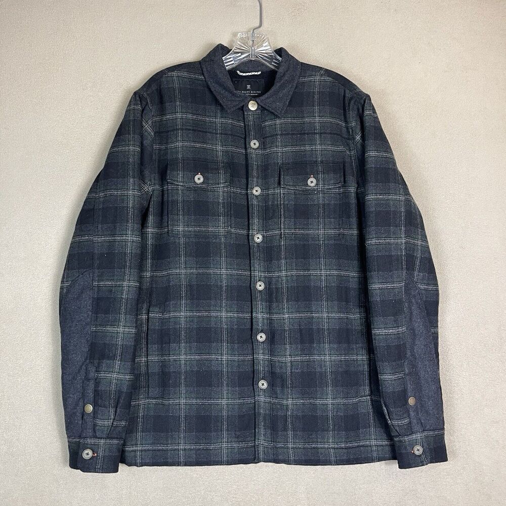 Roark Revival Jacket Mens Medium Gray Green Plaid Sherpa Lined Heavyweight